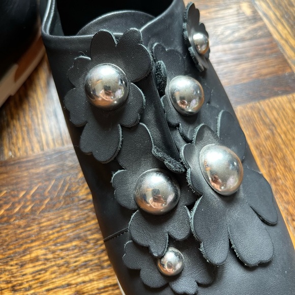 MIISTA London Leather Black and white Studded Flower Loafers size 11 - Picture 6 of 14